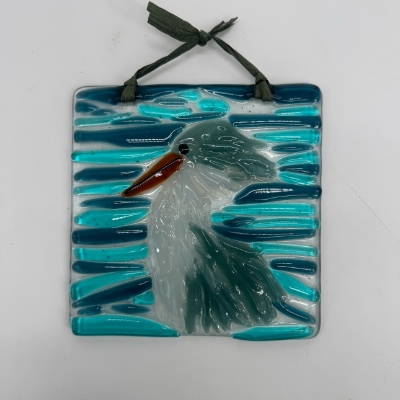 Bird linda englert, glass fritter, bird, blue
