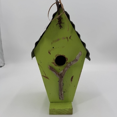 BirdHouse Andrew McCall, Bird House, green, wood work, tin