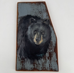 Black Bear on AL Reclaimed Wood rebecca brooks, becky brooks, Black Bear on AL Reclaimed Wood
