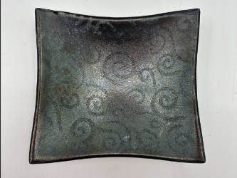 Black Glass Bowl w/Etching jo taylor, jo, taylor, bowl, etched bowl. glass, pottery