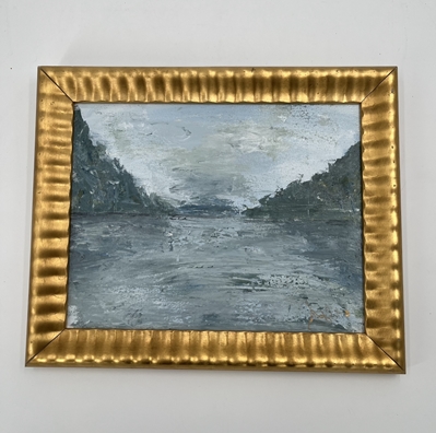 Blue Waterscape - 11x14 - Framed angela fernandez, blue waterscape, painting, framed