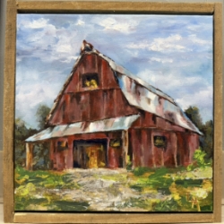 Built to Last laura mcdowell, built to last, oil painting, farm, barn