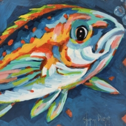 Catch Me If You Can  sharon, sharon dozier, dozier, fish, acrylic, painting 