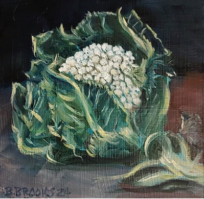 Cauliflower - 6x6 rebecca brook, becky brooks, painting, cauliflower