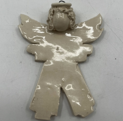 Ceramic Angel Ornament jimmy dailey, ceramic angel ornament, pottery, clay. christmas tree ornament, angel