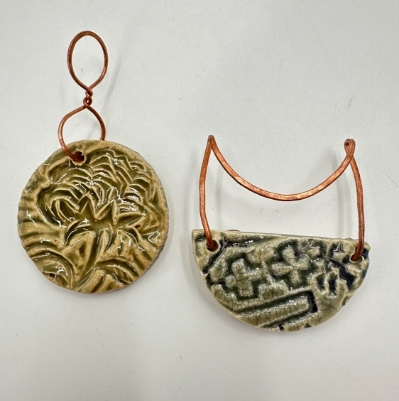 Ceramic/Copper Pendant Kristin law, copper pendant, ceramic pendant, black belt, black belt art, wilcox county art