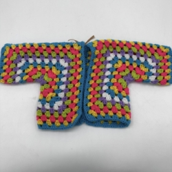 Child Granny Square Cardigan Dawn Wood, Child Granny Square Cardigan, crochet, sweater, baby, multicolor, rainbow