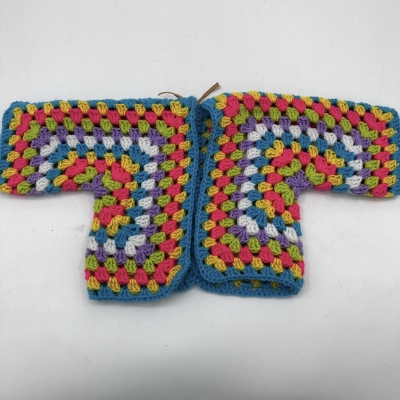 Child Granny Square Cardigan Dawn Wood, Child Granny Square Cardigan, crochet, sweater, baby, multicolor, rainbow