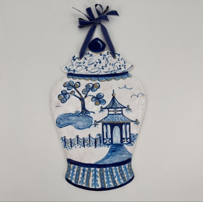 Chinoiserie- Door Hanger Sarah wagoner, painting, black belt treasures, 