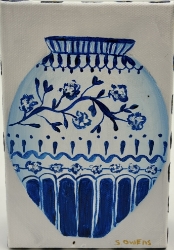 Chinoiserie Vase  sharon owens, sharon, owens, acrylic painting, chinoiserie vase, vase