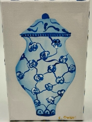 Chinoiserie Vase  sharon owens, sharon, owens, acrylic painting, chinoiserie vase, vase