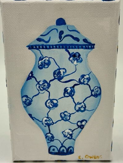 Chinoiserie Vase  sharon owens, sharon, owens, acrylic painting, chinoiserie vase, vase