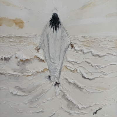 Christ Jesus Walking on Water Kathy Jones, painting, Jesus, Christ Jesus walking on water, water, white, cream