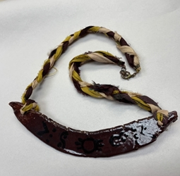 Clay Boomerang Pendant Necklace lisa lenox, necklace, silk, boomerang, 
