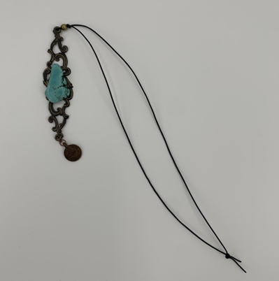 Coin Found Object Necklace rebecca koontz, necklace, found coin, turquoise, 