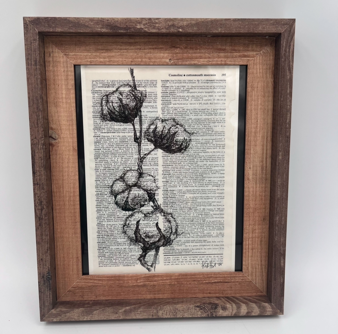 Cotton- Pen and Ink Frames- 8x10 kaylene brooks, cotton, pen and ink, dictionary page, black and white drawing