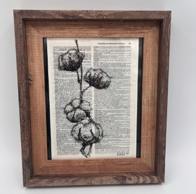 Cotton- Pen and Ink Frames- 8x10 kaylene brooks, cotton, pen and ink, dictionary page, black and white drawing