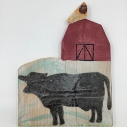 Cow Scenes Red Barn roger van wyck, Cow scenes red barn, cow, red barn, barn, wall art, wall decoration, wall decor, wood, metal, farm animal, red, metal on wood, nature scene