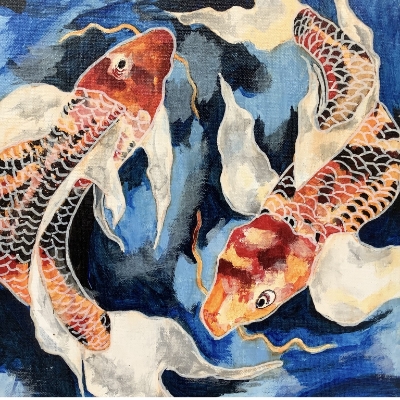Coy Fish  kathy, kathy jones, jones,  painting, painting, coy, coy fish, fish
