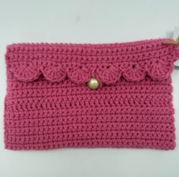 Crochet Clutch dawn wood, crochet clutch, pink, purse