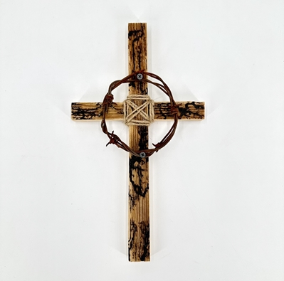 Crown of Thorns Cross Nancy Griffin, wooden cross, electra wood, crown of thorns cross, crown of thorns, 