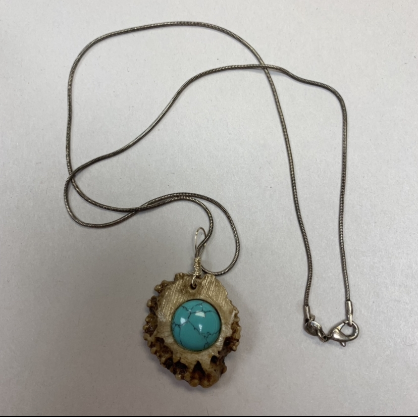 Deer Horn Burr with Turquoise Necklace earnest halbrook, antler, turquoise, necklace, 