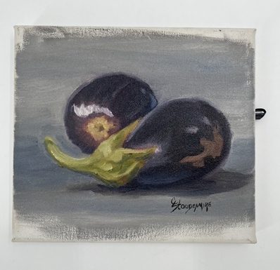 "Eggplant" on Canvas cindy stoudenmire, eggplant on canvas, painting, purple, vegetable, veggies
