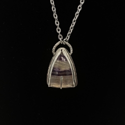Silver w/ Purple & Clear Fluorite Necklace fine, silver, purple and white , stainless, steel, chain, necklace, fine, silver, purple, stainless, steel, chain, necklace, 