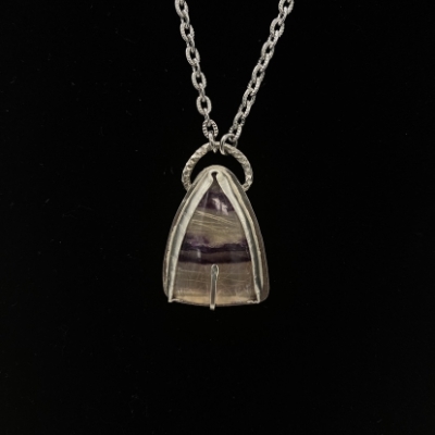 Silver w/ Purple & Clear Fluorite Necklace fine, silver, purple and white , stainless, steel, chain, necklace, fine, silver, purple, stainless, steel, chain, necklace, 