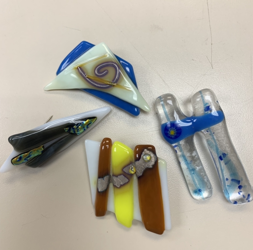 Fused Glass Pin jo taylor, glass, fuzed glass, pin, broach, jewelry, 