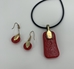 Glass Pendant with Earrings  - 5355