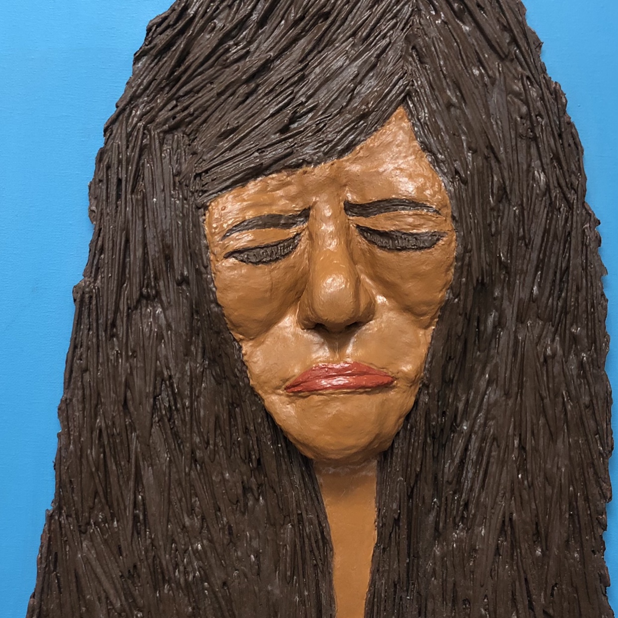 Grief Mask rita williams, mixed media painting, canvas painting, black belt, black belt paintings,