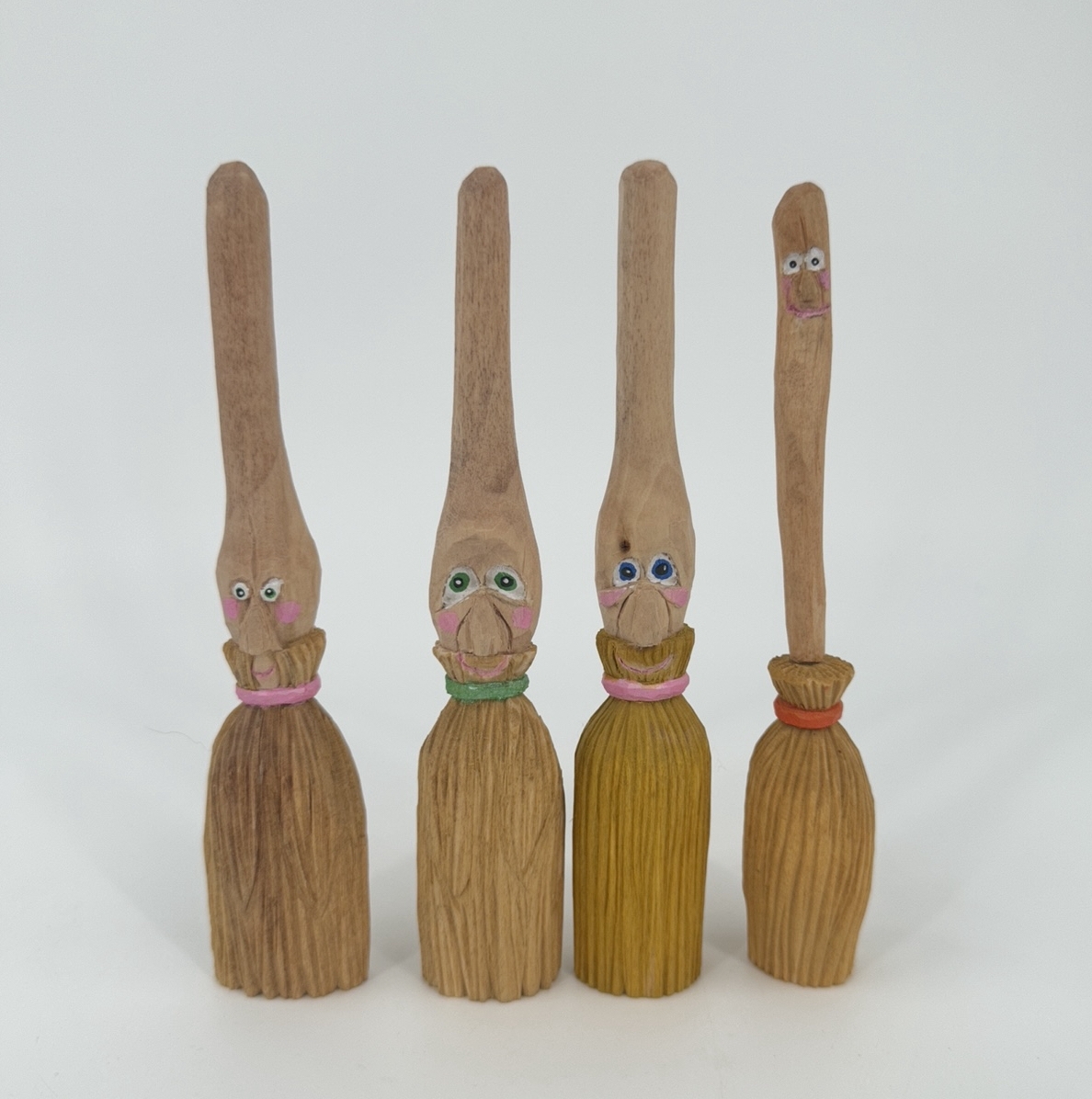 Handcarved Basswood Broom Buddy mark taylor, handcarved broom buddy, handmade, woodwork, 