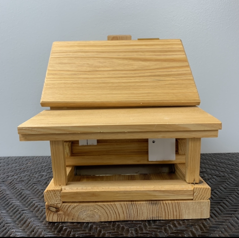 Log Cabin Birdfeeder Fletcher Cox, log cabin birdfeeder, wood work, woodwork