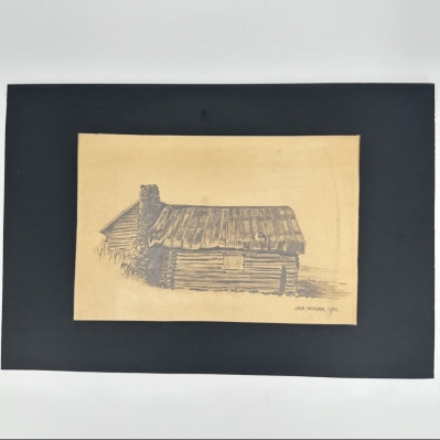 Log Cabin: Route 41 john warner, log cabin, route 41, pencil