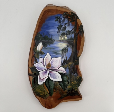 Magnolia Under Moonlight peggy lewis, magnolia under moonlight, acrylic on wood