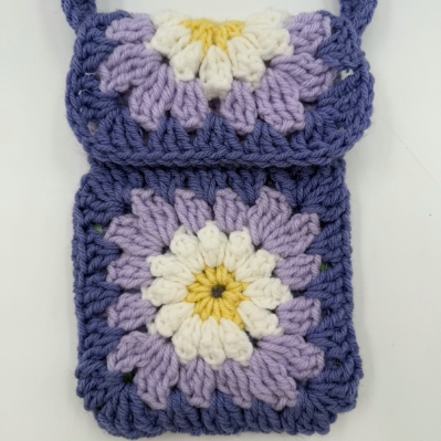 Mini Messenger Bag dawn wood, mini messenger bag, crochet purse, purple