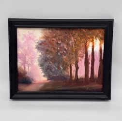 Misty Morning  sherry, barnes, sherry barnes, oil, painting, oil painting, framed, misty, morning