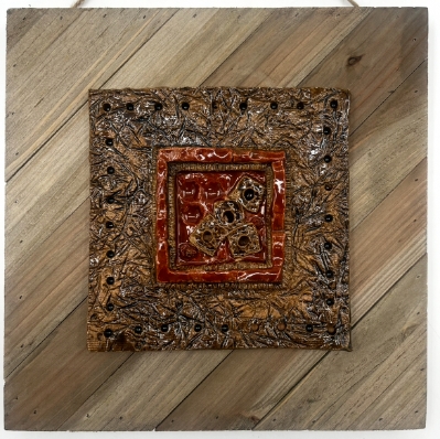 Mother Earth Wall Sculpture duncan black, mother earth wall sculpture, ceramics, pottery, wood, ceramic on wood