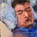 Nap with Pups - Oil & Pastel on Canvas - 3914