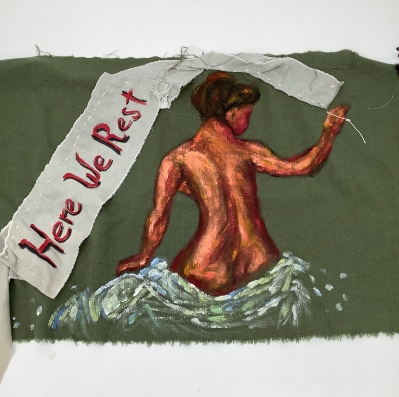 New Flag for the State of AL casey thomas roberts, casey roberts, new flag for the state of al, a new flag for the state of alabama, tapestry, green, paint on fabric