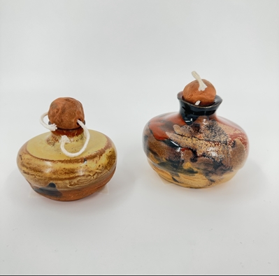 Oil Lamp lisa lenox, pottery, ceramic oil lamp, 