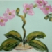 Orchids with blue and white vase - 16718