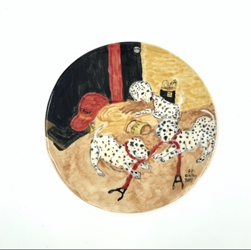Painter Ceramic Disc Jimmy and Peggy Dailey, ceramic disc, pottery, black belt treasures, 