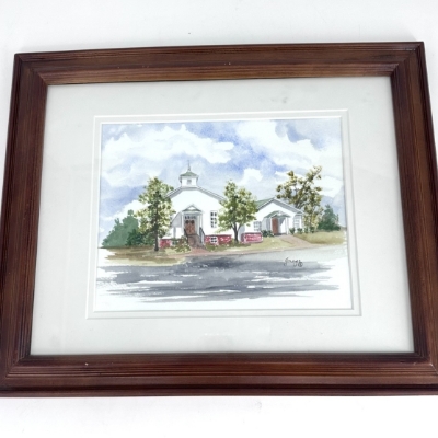 Pine Hill Methodist Church jan agee, wilcox county, watercolor, painting, church