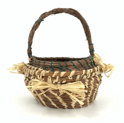 Pine Straw Basket with Handle  mary hicks, pine straw, basket with handle, 