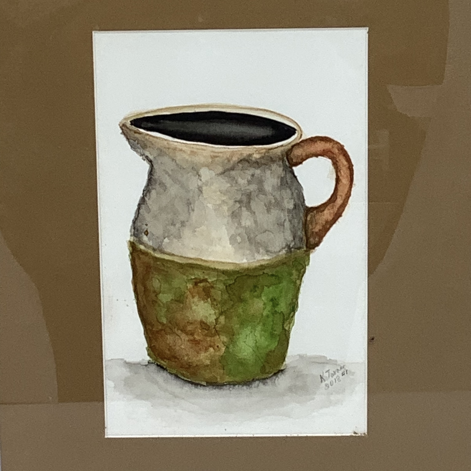 Pitcher  kathy, kathy jones, jones, water, watercolor, watercolor painting, painting, framed, pitcher