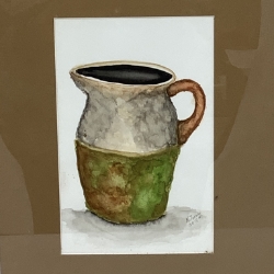 Pitcher  kathy, kathy jones, jones, water, watercolor, watercolor painting, painting, framed, pitcher