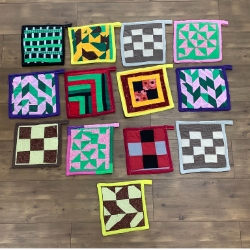 Quilted Pot Holder 12" pot holder, quilt, quilted, gees bend, pettway, textile