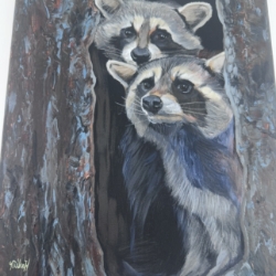 Raccoons mike handley, painting, Raccoons